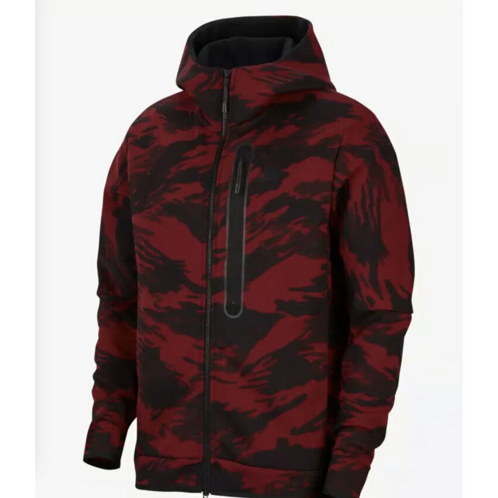 Nike Tech Fleece Tracksuit Red Camo Hoodie Size M - DQ4956-070 - Picture 1 of 14